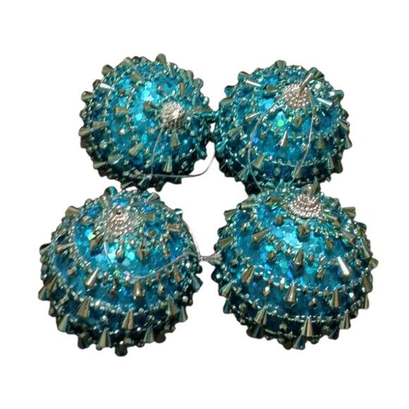 Hobby Lobby Shatter Proof Studded Beaded Bling Christmas Holiday Ornament Balls - Picture 3 of 4